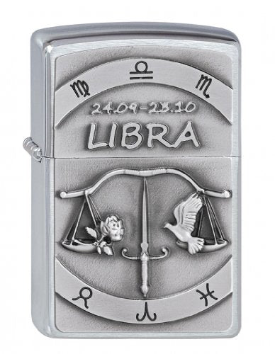 Zippo Feuerzeug 2002078 Libra Emblem Benzinfeuerzeug, Messing