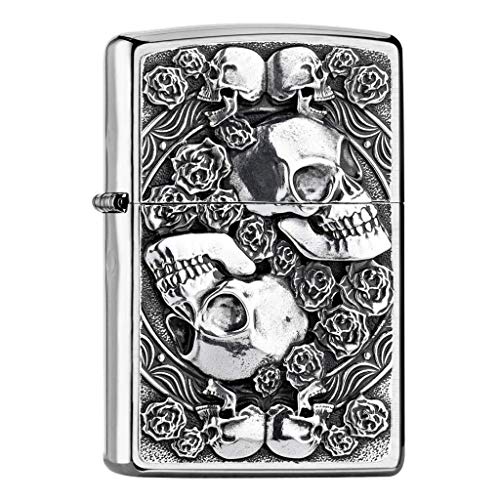 Zippo Feuerzeug Skull and Roses ROSES-200-Zippo Collection 2019-2005891-49,95 , Silber, smal