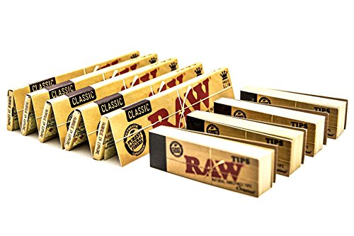 RAW Basic Pack-4 Filter Tips Regular + 5 x Heftchen King Size Slim, Gelb, S