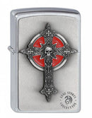 Zippo Feuerzeug 2002005 Gothic Cross Benzinfeuerzeug, Messing, Brushed Chrome, 1 x 3,5 x 5,5 cm