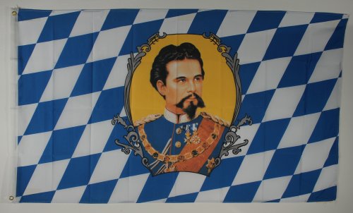 Flaggenking Flagge/Fahne, Bayern König Ludwig, wetterfest, mehrfarbig, 150x90x1 cm, 16355