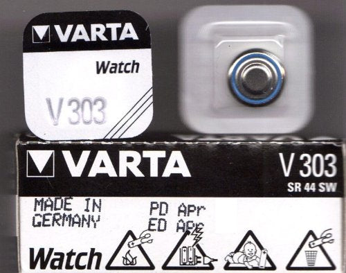 VARTA Silber-Oxid Uhrenzelle, V303 (SR44), 1,55 Volt,