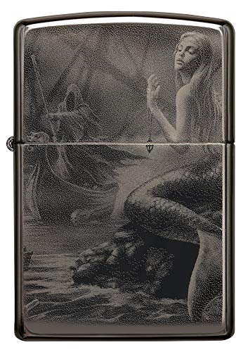 ZIPPO  Sturmfeuerzeug, Anne Stokes Collection Mermaid and Reaper, 360° Photo Image, Black Ice, nachfüllbar, in hochwertiger Geschenkbox
