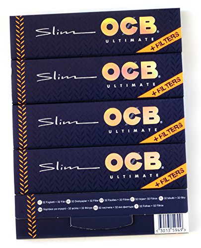 5 Hefte OCB Ultimate Slim dünnste Rollen Papier King Size + Filterspitzen
