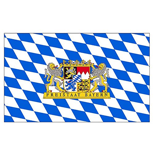 Flaggenking Fahne Flagge Freistaat Bayern Löwe mit Schrift, mehrfarbig, 150 x 90 x 1 cm, 16990