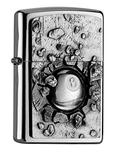 Zippo PL Billard-Design Black 8 Ball Feuerzeug, Messing, Edelstahl, 1 x 3,5 x 5,5 cm