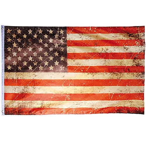 Flaggenking USA Vintage Retro - Stars und Stripes - wetterfest Fahne/Flagge, Mehrfarbig, 150 x 90 x 1 cm