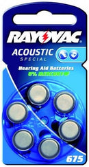 Knopfzelle Zink-Luft Rayovac Acoustic V 675 für Hörgeräte, 6er-Pack