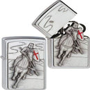 Zippo Feuerzeug 1300106 Crusader Attack Emblem Benzinfeuerzeug, Messing, Brushed Chrome, 1 x 3,5 x 5,5 cm