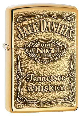 ZIPPO JACK DANIEL LABEL-BRASS EMBLEM HIGH POLISHED BRASS LIGHTER