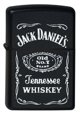 Zippo Feuerzeug 60000604 Jack Daniel's Old No 7 Brand Benzinfeuerzeug, Messing, black matte