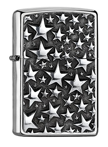 Zippo Stars Benzinfeuerzeug, Messing, Edelstahloptik, 1 x 6 x 6 cm