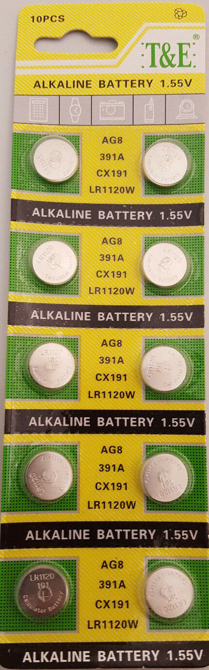 10x AG 8 Uhrenbatterie 391 381 für Armbanduhr Knopfzelle SR 1120 V391 LR 1121