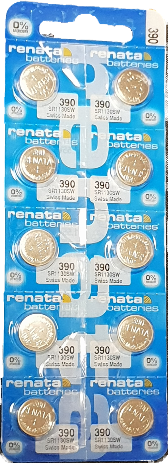 10x RENATA Uhrenbatterie 390 für Armbanduhr Knopfzelle SR 1130 V390 SR1130SW