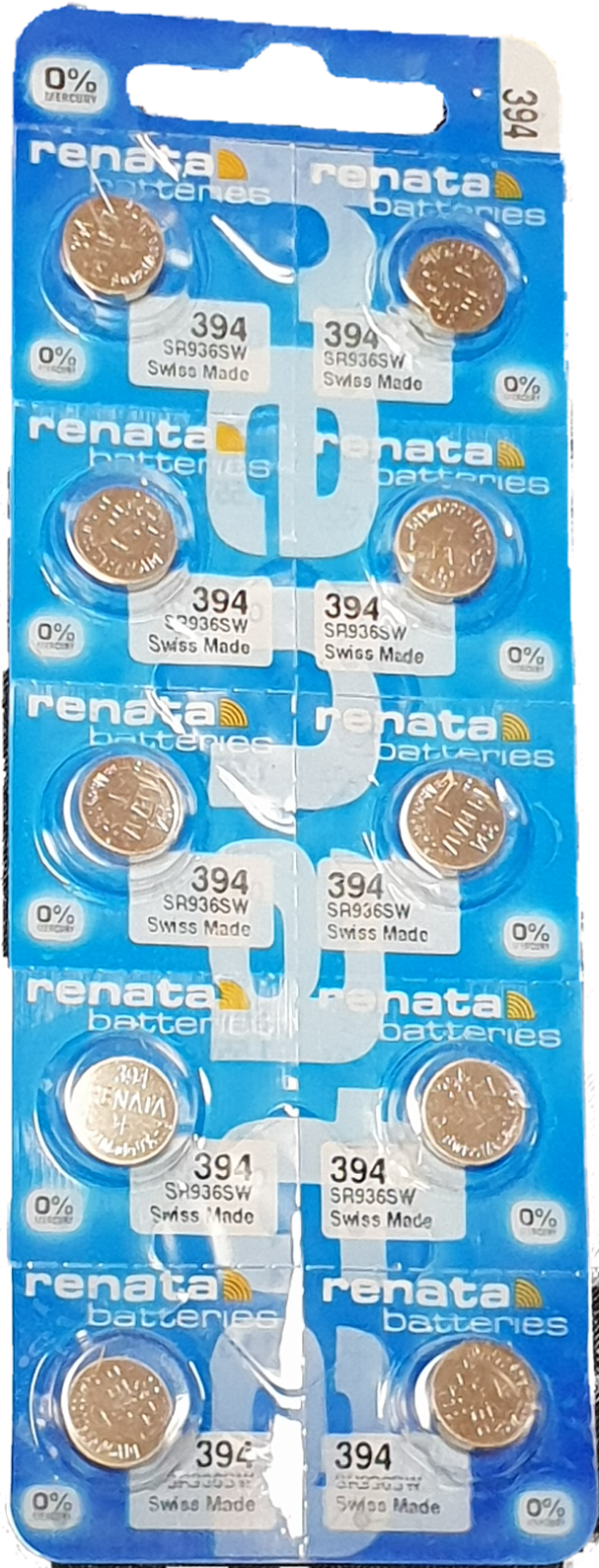 10x RENATA Uhrenbatterie 394 für Armbanduhr AG 9 Knopfzelle SR 936 V394 SR936SW