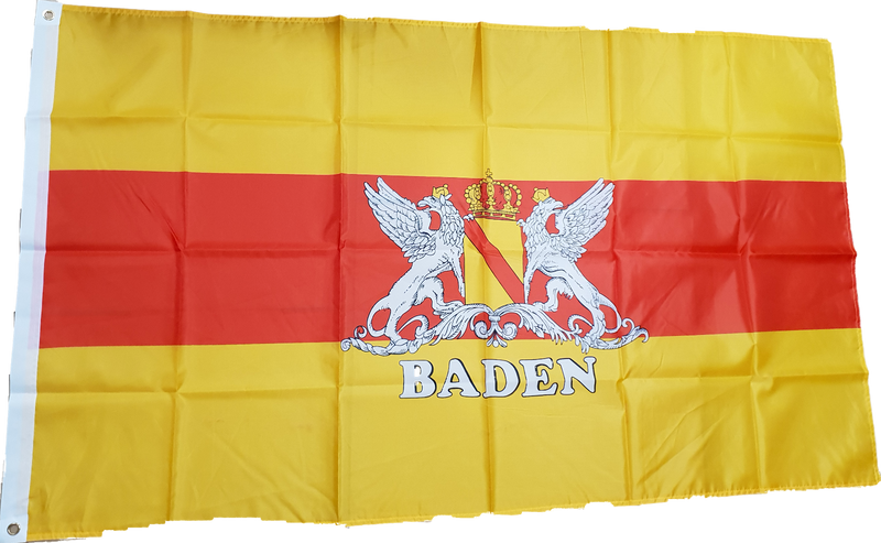 Fahne Flagge Großherzogtum Baden mit Schrift 90 x 150 cm mit 2 Ösen