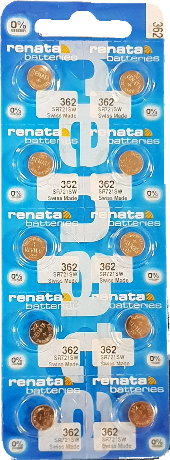 10 x RENATA Uhrenbatterie 362 für Armbanduhr Knopfzelle LR 721 V362 SR721 AG 11