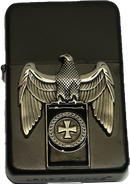Benzin Feuerzeug Reichsadler Emblem Eisernes Kreuz Sturmfeuerzeug schwarz matt