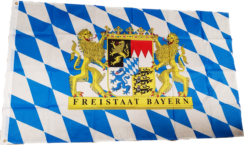 Fahne Flagge Bundesland Freistaat Bayern Löwe mit Schrift 90 x 150 cm mit 2 Ösen