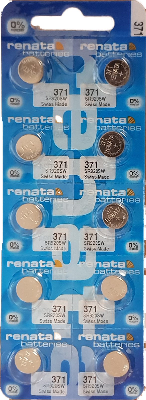 10 x RENATA Uhrenbatterie 371 für Armbanduhr Knopfzelle SR 920 V371 SR920SW AG 6