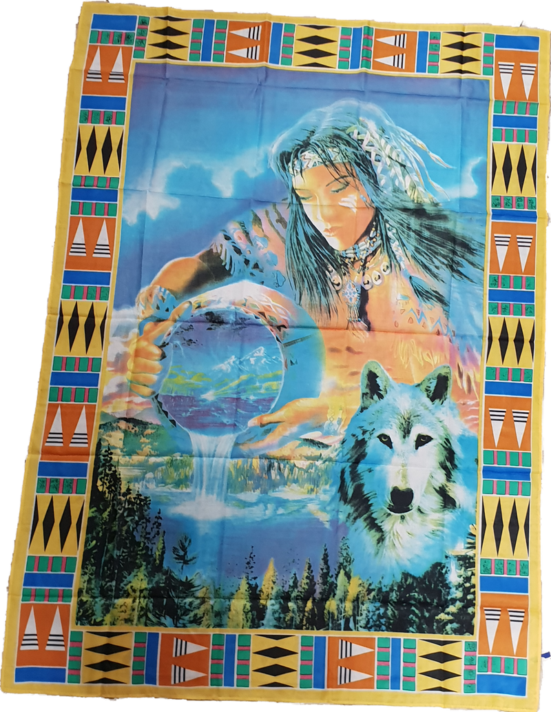 Fahne Flagge Indianer Motiv mit Wolf 90 x 150 cm
