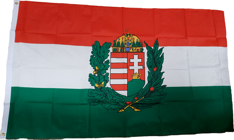 Fahne Flagge Ungarn mit Wappen 90 x 150 cm mit 2 Ösen