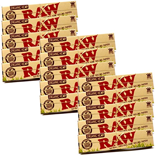15 x Books Raw Organic Natural Hemp King Size Slim Rolling Paper Cigarette Skin
